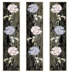 Vertical  banner floral elements.Illustration rose.