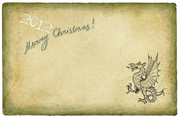 Christmas Card with dragon pattern