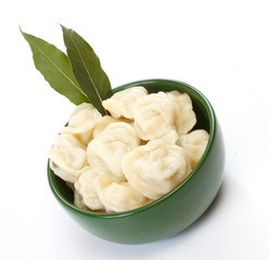 Meat Dumplings - russian pelmeni - with laurel