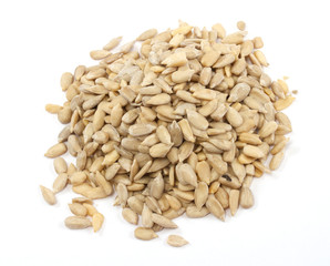 Sunflower seeds isolated on white background
