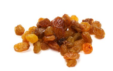 Heap of raisin on a white background