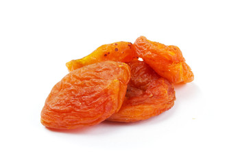 Dry apricot fruit on white background.
