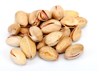 Close-up image of pistachios studio isolated on white background