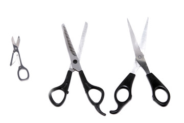 Various of scissors. Isolated over white