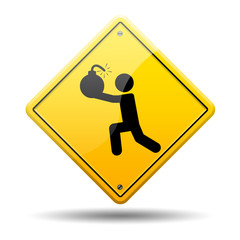 Se&ntilde;al amarilla hombre con bomba