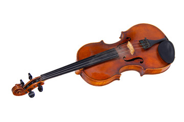 Old violin, isolated on a white background