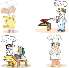 Set of chef cooks