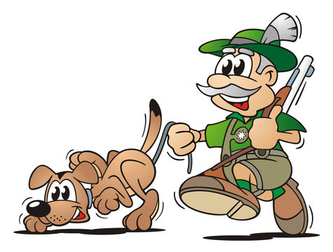 Hunter with Dog on the Prowl