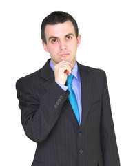 Caucasian businessman - in pensiveness condition.