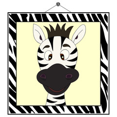 Fototapeta na wymiar Zebra portrait in zebra frame