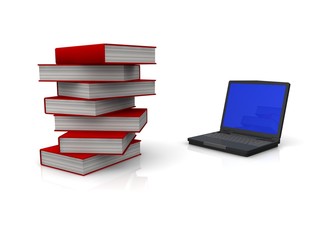 B&uuml;cher und Laptop