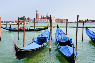 Fototapeta na wymiar gondolas on San Marco Canal, Venice