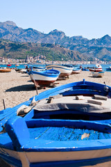 boats on beach in summer day, Sicily