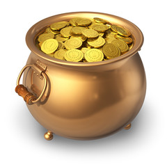 Pot of golden coins