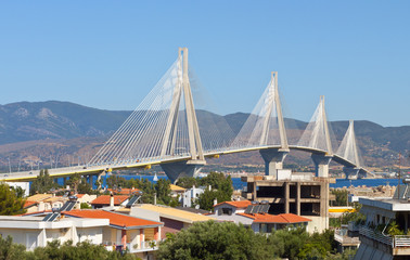 Fototapeta premium Cable stayed bridge of Patras city in Greece.