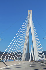 Cable stayed bridge of Patras city in Greece.