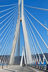 Cable stayed bridge of Patras city in Greece.