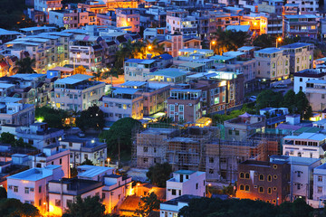 Yuen Long district in Hong Kong at night