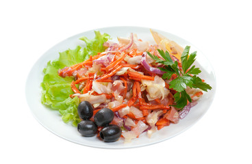 Healthy vegetarian Salad with salmon