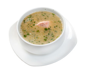 Vegetable soup with salmon