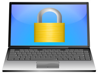 Laptop mit Vorhängeschloß