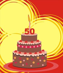 birthday cake, fifty years, vector illustration