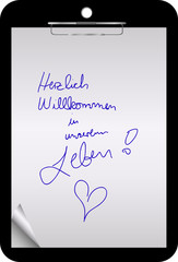Clipboard - Herzlich Willkommen
