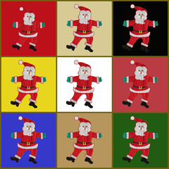 collage with colorful Santa Claus