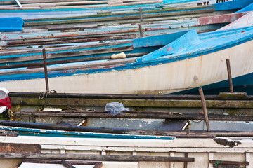 Fototapeta na wymiar barques de pêche, île de la Réunion
