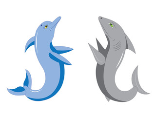 Dolphin and shark.