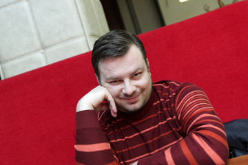 Happy man in cafe