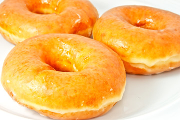 Donuts on white plate
