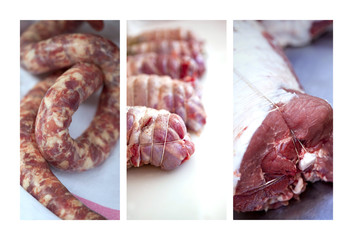 Saucisse, porc, cochon, veau, rôti, viande, boucher, boucherie