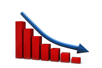 Sinkendes Diagramm und absteigender Pfeil