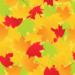 Naklejka na ściany i meble Seamless background with autumn maple leaves