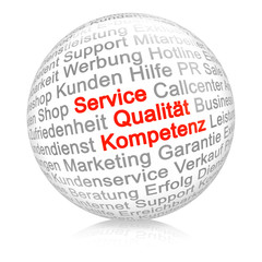 Service, Qualität, Kompetenz weiß