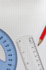 Protractor,Pencil and Ruler