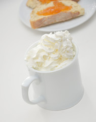 Hot Beverage and Whipped Cream with Chocolate