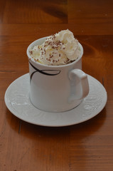 Hot Beverage and Whipped Cream with Chocolate