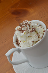 Hot Beverage and Whipped Cream with Chocolate