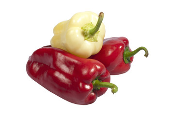 Close-up color fresh paprika isolated on white background