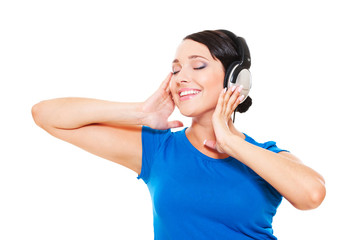 happy woman in headphones
