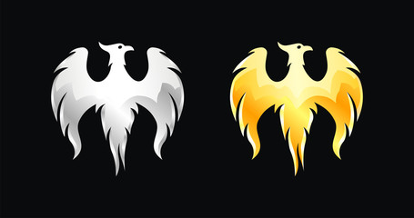 Phoenix bird wings silver and gold (vector)