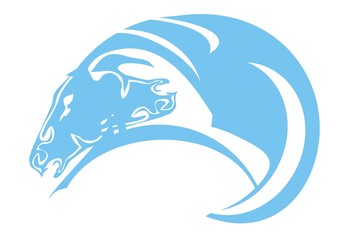 Fototapeta premium Blue symbol of a horse head