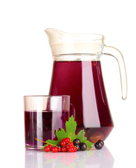 black currant  and juice isolated on white