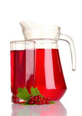 raspberries and juice isolated on white
