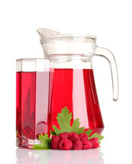 fresh summer berries and juice isolated on white