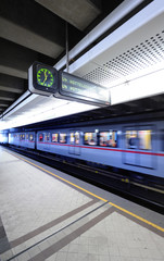 Train in metro station, Vienna, Austria