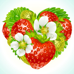 Vector strawberries in the shape of heart