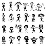 "Set of 24 drawing people's for your design" Stockfotos und lizenzfreie